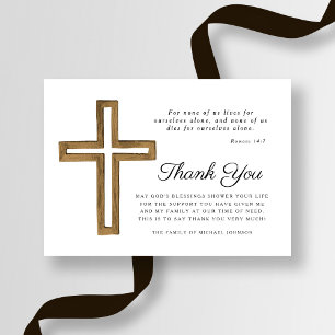 Elegant Religious Cross Funeral Thank You Card