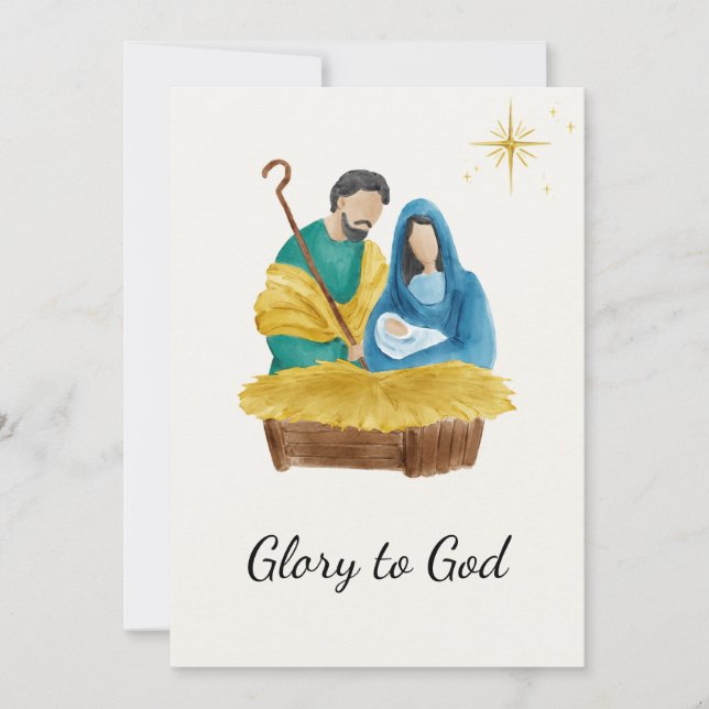 Elegant Religious Glory To God Christian Christmas Holiday Card (Front)