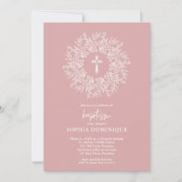 Elegant Religious Pink Cross Girl Baptism