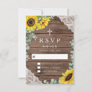 Elegant Religious Sunflower Wedding RSVP Card