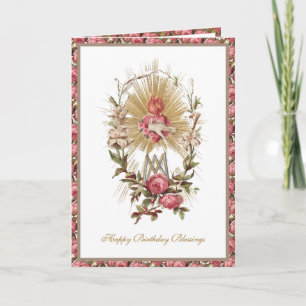 Elegant Religious Virgin Heart of Mary Doves Card