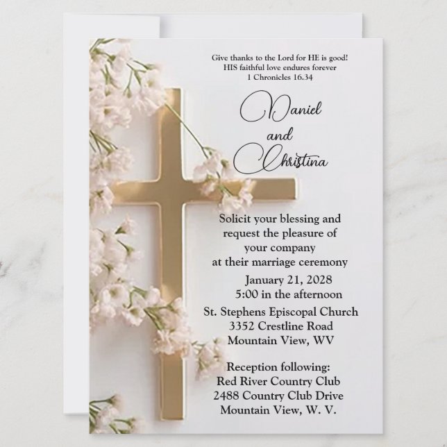 Elegant Religous Flat Wedding Invitation  (Front)