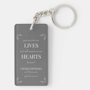 Elegant Remembrance Memorial Grey Custom Photo Key Ring