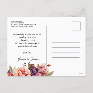 Elegant Renaissance Floral Save The Date Postcard
