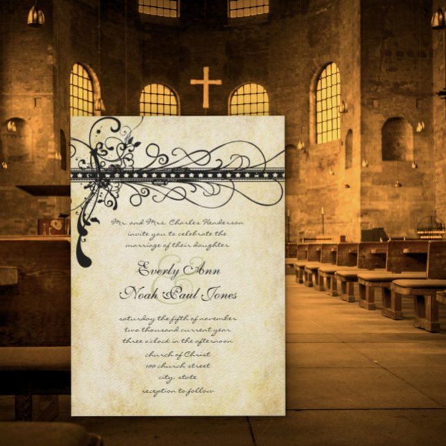 Elegant Renaissance Mediaeval Wedding Photo on bac Invitation (Creator Uploaded)