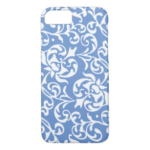Elegant Renaissance Tudor Damask Blue and White Case-Mate iPhone Case