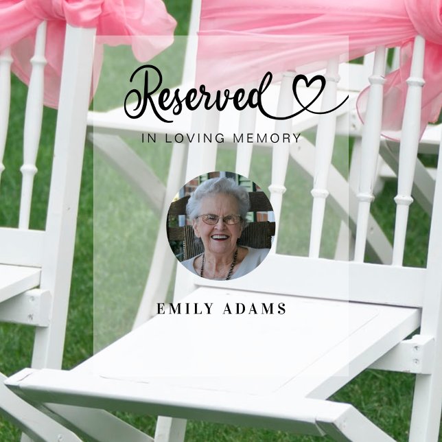 Elegant Reserved Seat Memorial Wedding Photo  Acrylic Sign (Creator Uploaded)