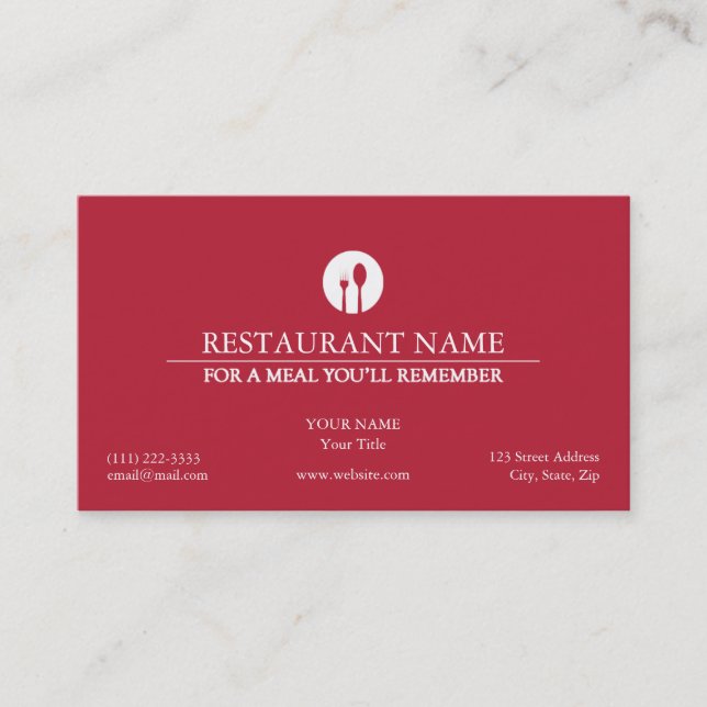 Elegant Restaurant Business Card (Front)