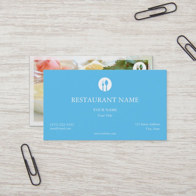 Elegant Restaurant Business Card (Front/Back In Situ)