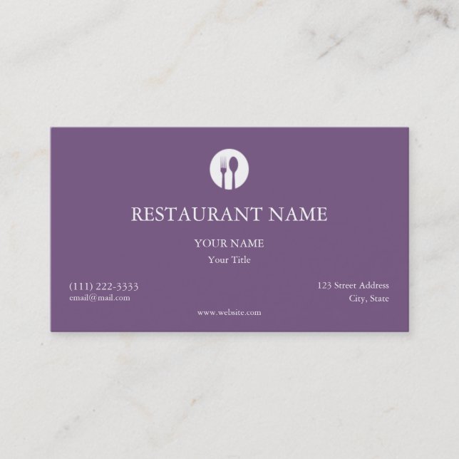 Elegant Restaurant Business Card (Front)