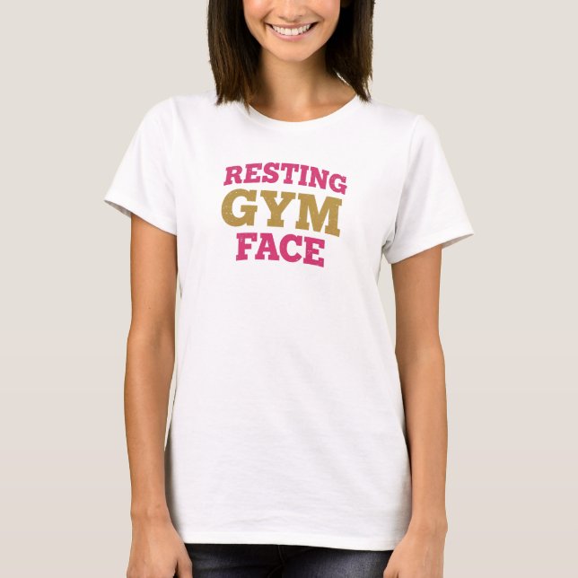Elegant RESTING GYM FACE Visual Design T-Shirt (Front)