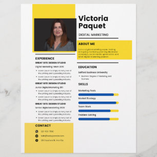 Elegant RESUME TEMPLATE Customisable Photo Yellow Custom Letterhead