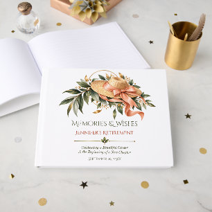 Elegant Retirement Botanical Memories & Wishes Guest Book