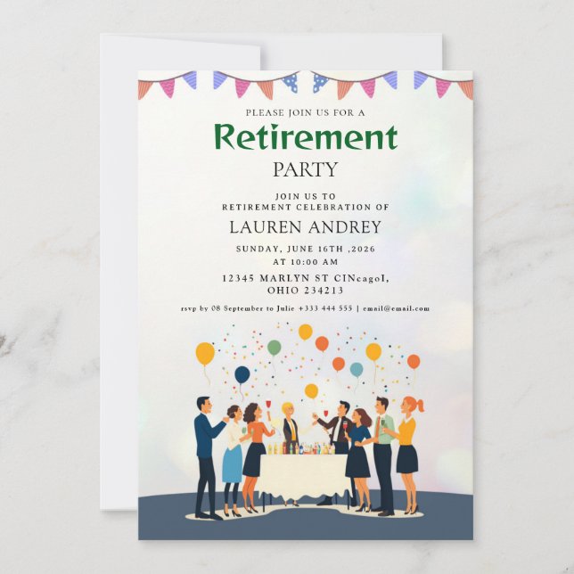 Elegant Retirement Celebration Invitation (Front)