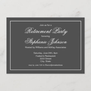 Elegant Retirement Dark Grey Party Invitation