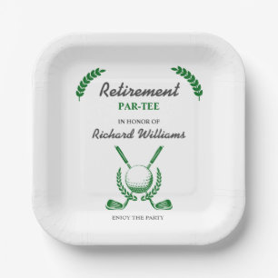 Elegant Retirement Golf Club Wreath Themed Party Paper Plate