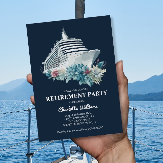 Elegant Retirement Party Cruise Ship Silver (Elegant Retirement Party Cruise Ship Silver Foil Invitation
)