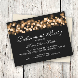 Elegant Retirement Party Gold Hollywood Glam Invitation