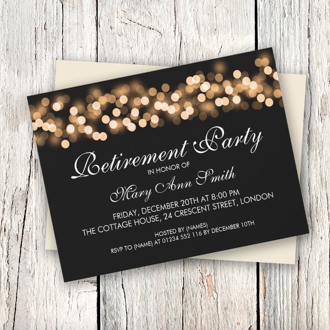 Elegant Retirement Party Gold Hollywood Glam Invitation (Creator Uploaded)