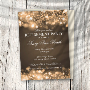 Elegant Retirement Party Gold Sparkling Lights Invitation