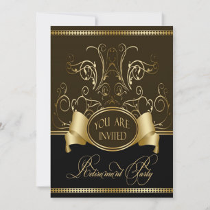 Elegant Retirement Party Invitation Brown Gold Bla