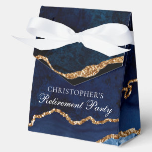 Elegant Retirement Party Navy Blue Gold Custom Favour Box