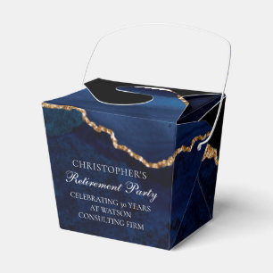 Elegant Retirement Party Navy Blue Gold Fortune Favour Box