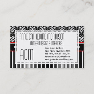 Elegant Retro 1930s Art Deco Floral Damask Business Card