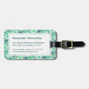 Elegant Retro Art Deco Shades of Green Jazz Age Luggage Tag