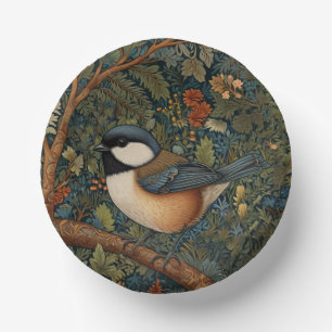 Elegant Retro Art Nouveau woodland bird Paper Plate