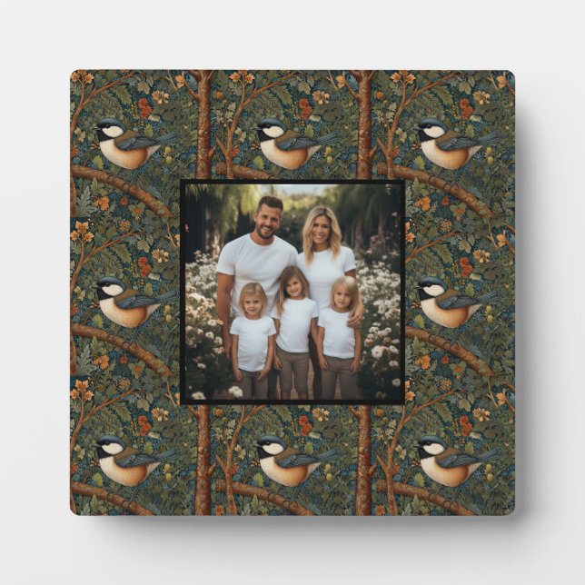 Elegant Retro Art Nouveau woodland bird photo Plaque (Front)