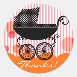 Elegant Retro Baby Carriage - Baby Shower Sticker