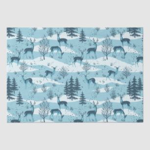 Elegant Retro Blue Woodland Deer Tissue Paper
