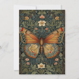 Elegant retro boho butterfly botanical greenery invitation