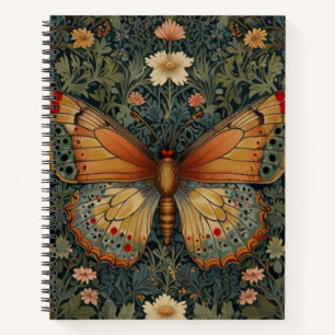 Elegant retro boho butterfly botanical greenery notebook