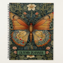 Elegant retro boho butterfly botanical greenery