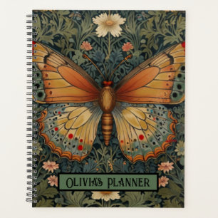 Elegant retro boho butterfly botanical greenery planner