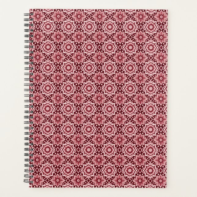 Elegant Retro Boho Floral Pattern  Planner (Front)