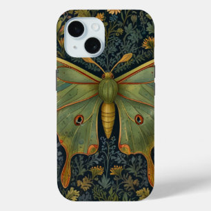 Elegant retro boho Luna moth botanical  iPhone 15 Case