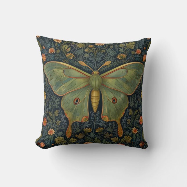 Elegant retro boho Luna moth botanical  Cushion (Front)