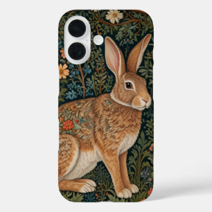 Elegant retro boho rabbit woodland floral iPhone 16 case