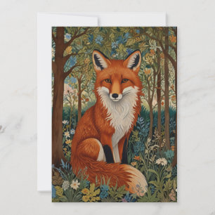 Elegant retro boho red fox woodland animal invitation