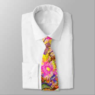 Elegant retro boho watercolor sunflower fields tie