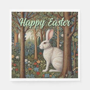 Elegant retro boho white rabbit woodland Easter Napkin