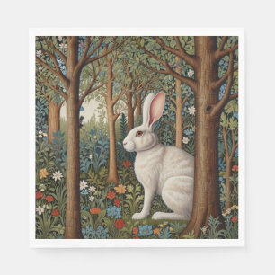 Elegant retro boho white rabbit woodland floral napkin