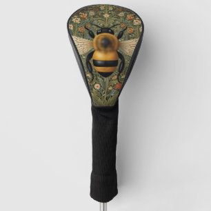 Elegant retro bumblebee boho botanical floral art golf head cover