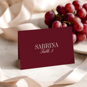Elegant Retro Burgundy Wedding Place Card