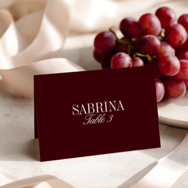 Elegant Retro Burgundy Wedding Place Card (Elegant Retro Burgundy Wedding Place Card)
