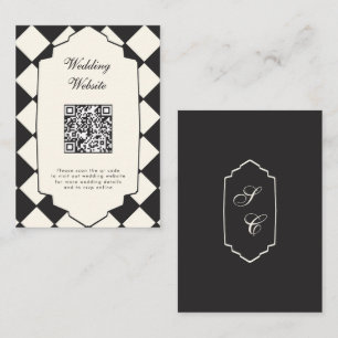 Elegant Retro Chequered Black And Cream Wedding Enclosure Card