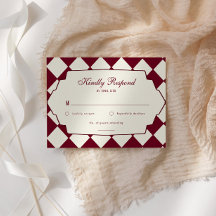 Elegant Retro Chequered Burgundy Wedding